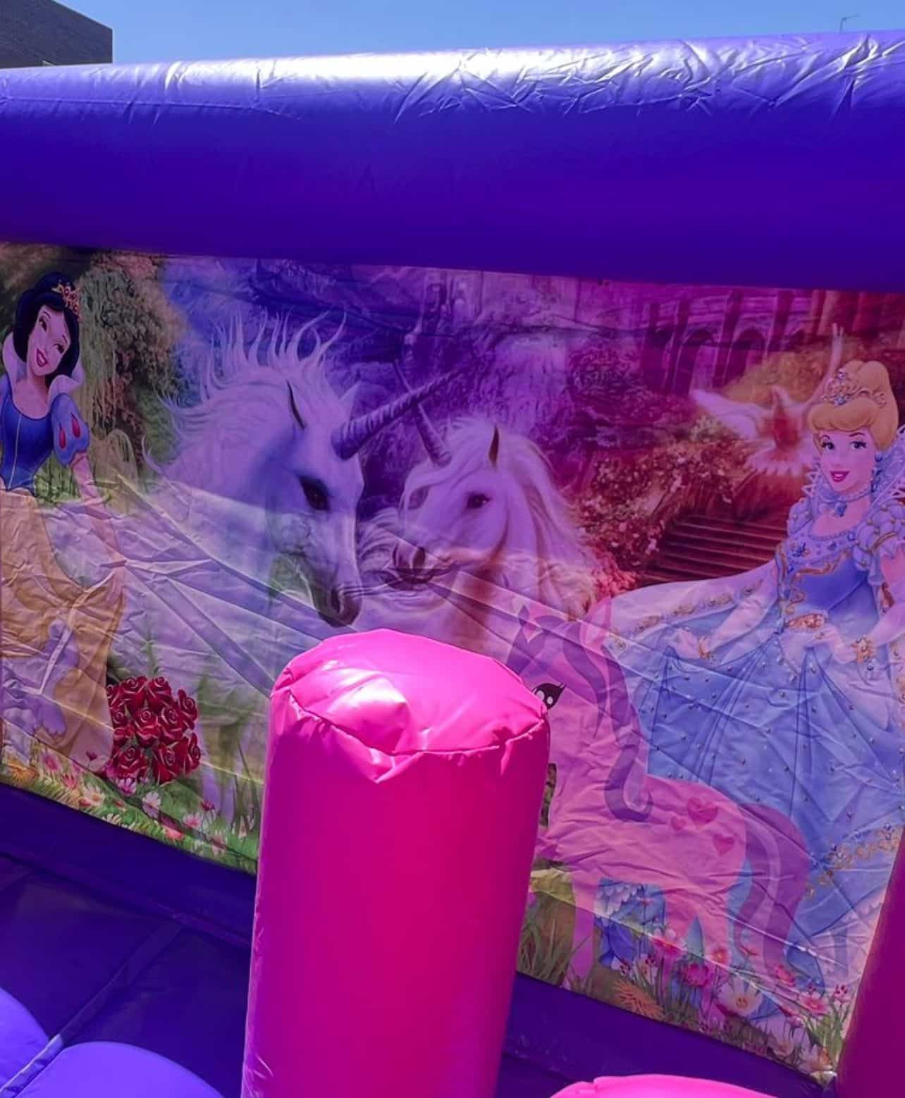 Castillo Hinchable Doble Tobogan Princesas y Unicornios - Imagen 2